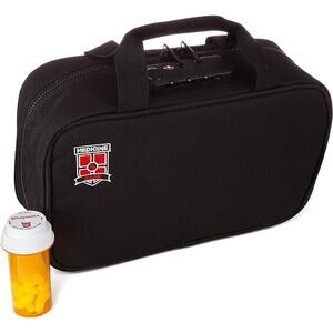Medicine Safe Travel Bag Combination TSA Lock Black Logo NWT